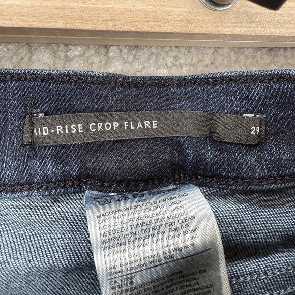 Banana Republic Jeans Womens 29 Mid Rise Crop Flare Raw Hem Dark Wash Denim - Picture 10 of 13